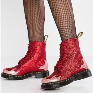 Pascal red glitter flames Dr. Martins size 8